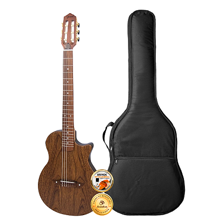 Kit Violão Elétrico Nylon Giannini Brasil Stage Maciço Capa