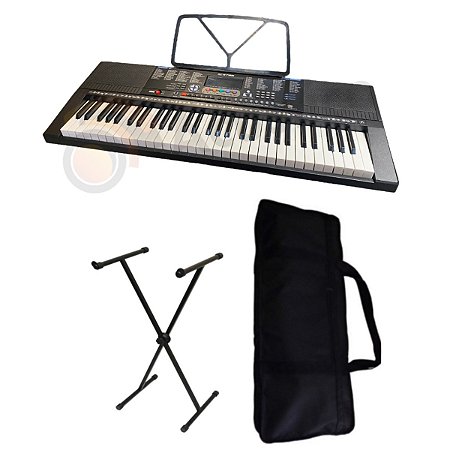 Teclado Musical Profissional 61 Teclas USB Suporte e Capa