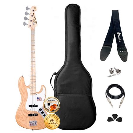Kit Baixo 4 Cordas Jazz Bass SX Natural Branco Sjb75 Completo - O Acústico  - Referência em instrumentos musicais na internet