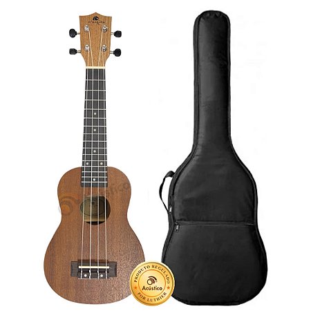 Kit Ukulele Soprano Mahogany Profissional Acústico Com Capa