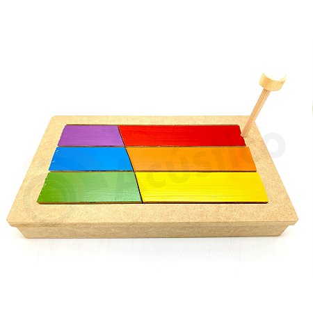 Tambor De Língua Infantil Em Madeira Colorido Mafagafo