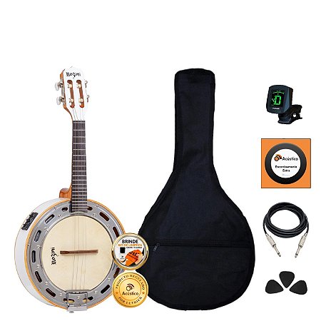 Kit Banjo Rozini Profissional C/ Equalizador Branco Completo