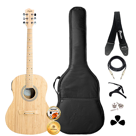 Kit Violão Elétrico Tagima Memphis Naturale Bambu Completo