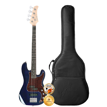 Kit Contrabaixo 4 Cordas Strinberg Precision PBS40 Azul Capa