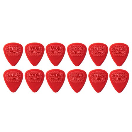 Palheta Dunlop Nylon Midi 0,53mm Vermelha 12 Unidades