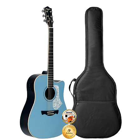 Kit Violão Elétrico Tagima Latin America Andes Azul Folk Capa