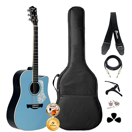 Kit Violão Elétrico Tagima Latin America Andes Azul Completo