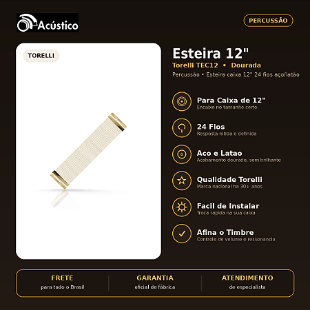 Esteira Para Caixa De Bateria Torelli 12'' 24 Fios Dourada