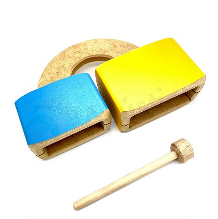 Bloquinho Sonoro Duplo Em Madeira Infantil Mafagafo