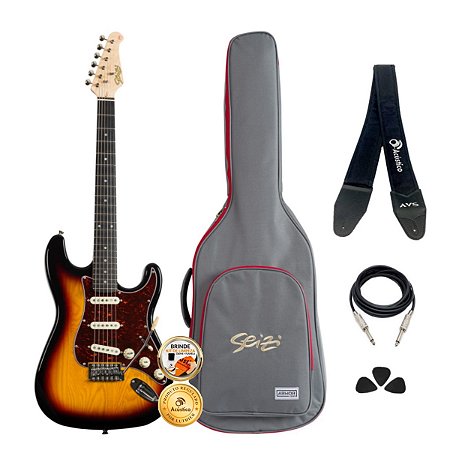 Kit Guitarra Seizi Vintage Shinobi Sunburst Ash SSS Completo
