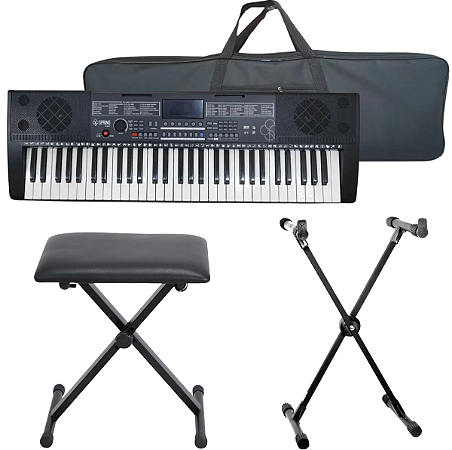 Teclado Musical Profissional 61 Teclas Bag Banco E Suporte