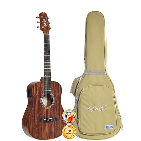 Violão Profissional Seizi Baby Tokyo Koa Ativo Folk Aço Bag