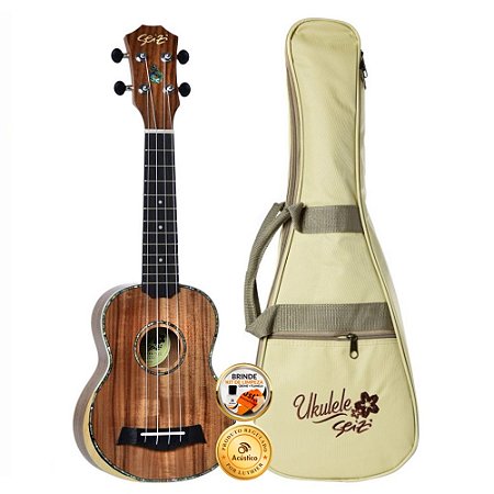 Ukulele Seizi Bora-Bora Plus Soprano Acústico Koa Com Bag