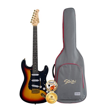 Guitarra Seizi Vintage Shinobi SSS Sunburst Gold Com Bag