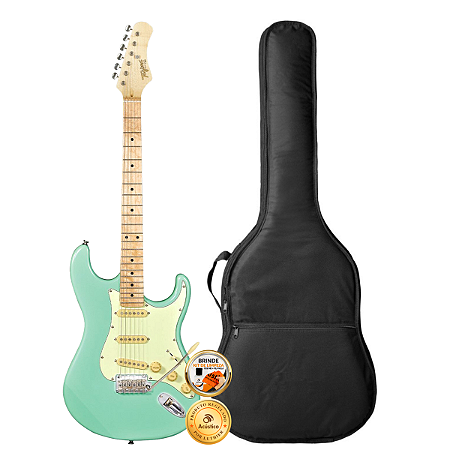 Kit Guitarra Stratocaster Tagima T-635 Surf Green Com Capa