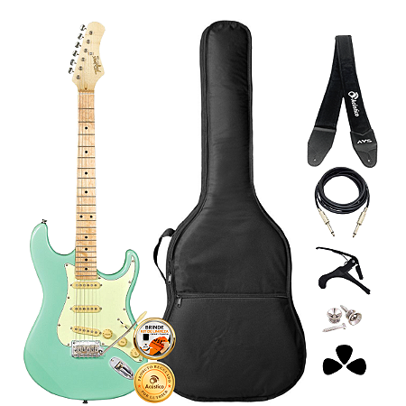 Kit Guitarra Stratocaster Tagima T-635 Surf Green Completo