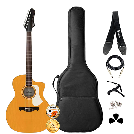 Kit Violão Elétrico Tagima Rio Negro Amber TEQ-8 Completo