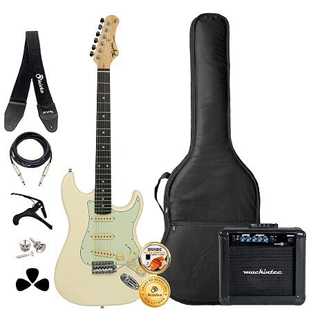Guitarra Tagima TG-500 White Com Acessórios + Amplificador