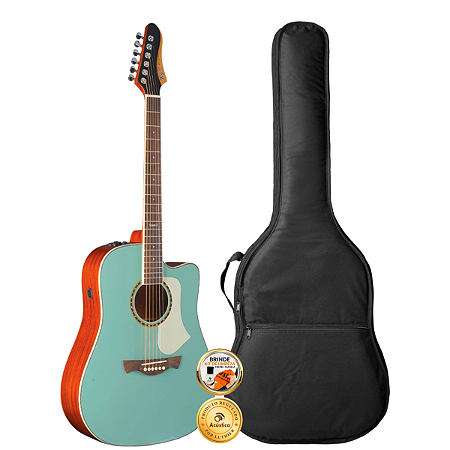 Kit Violão Elético Tagima Swell TEQ-10 Verde Turquesa Capa