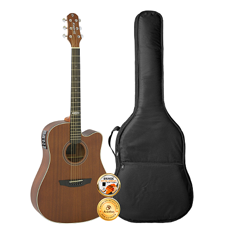 Kit Violão Elétrico Strinberg SD200C Mahogany Folk Aço Capa