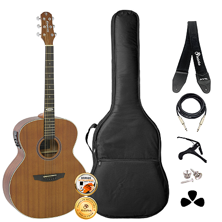 Kit Violão Elétrico Strinberg SJ200 Jumbo Mogno Completo