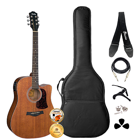 Kit Violão Elétrico Aço Shelby 195C Folk Fosco Completo