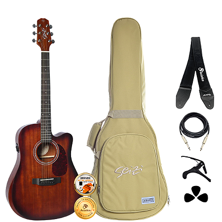 Kit Violão Seizi Neo Tokyo Kaizen Mahogany Burst Completo