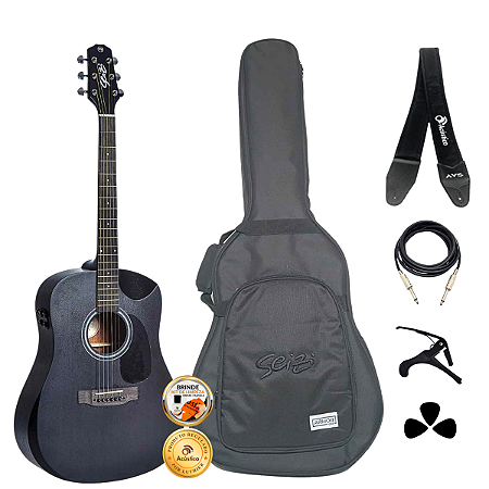 Kit Violão Seizi Neo Akira Mirai Bluetooth Black Completo