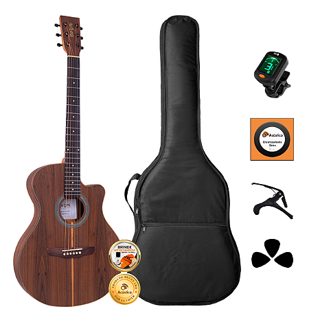 Kit Violão Acústico Rozini Presença Brasil Rx516 Completo