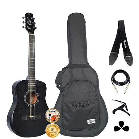 Kit Violão Seizi Baby Neo Akira Open Pore Black Completo