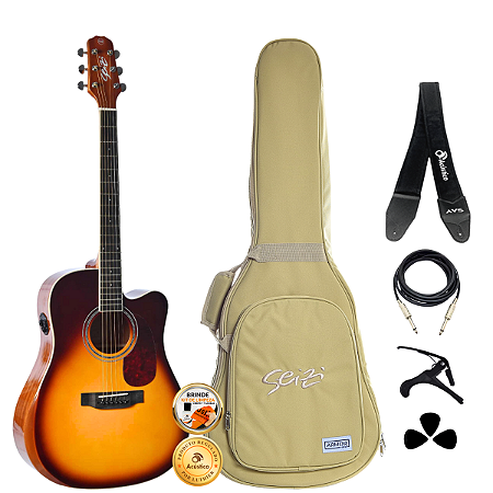 Kit Violão Seizi Neo Tokyo Kaizen BrownBurst Folk Aço Completo