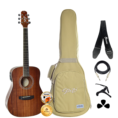 Kit Violão Profissional Seizi Mini Tokyo Koa Folk Completo