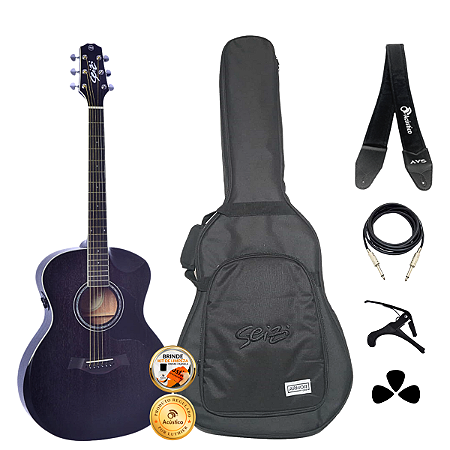 Kit Violão Seizi Nagoya Mirai Open Pore Black Completo