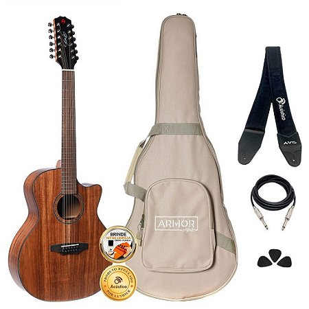 Kit Violão Seizi Supreme Ryu Cutaway 12 Cordas Koa Completo
