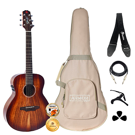 Kit Violão Seizi Supreme Mini Ryu Mirai Koa Burst Completo