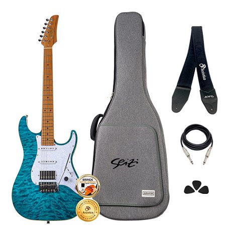 Kit Guitarra Seizi Katana Musashi Plus Royal Blue Completo