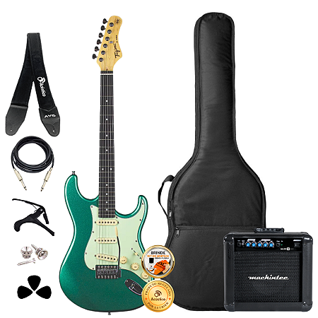Guitarra Tagima TG-500 Surf Green Acessórios + Amplificador