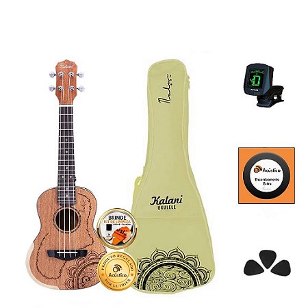 Kit Ukulele Concert Kalani Signature Bela Nalu Mogno Completo