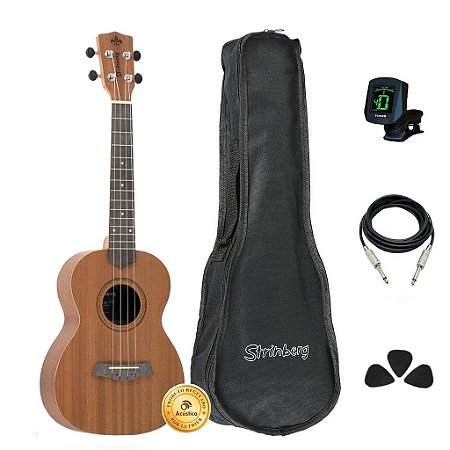 Kit Ukulele Tenor Strinberg Elétrico UK06T Mogno Completo