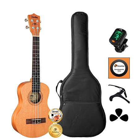 Kit Ukulele Tenor Acústico Shelby Em Mogno Completo
