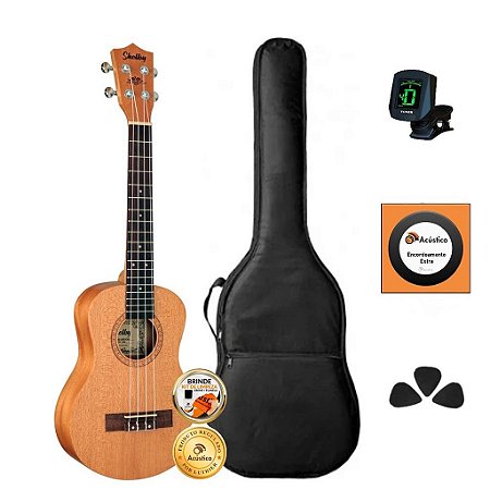 Kit Ukulele Tenor Shelby Profissional Em Mogno Su25m Completo