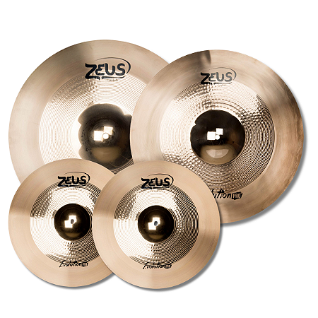 Kit Prato De Bateria Zeus Evolution Pro Ride Crash E Hi-Hat