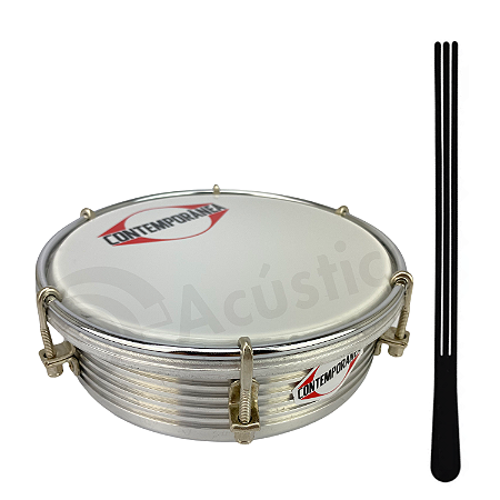 Tamborim Contemporânea Alumínio Frisado 6" Com Baqueta 429C