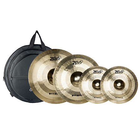 Kit Pratos De Bateria Zeus Hybrid Ride Crash e Hi-Hat Capa