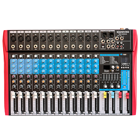 Mesa De Som Amplificada Soundvoice MS122 EUX 12 Canais EF/EQ