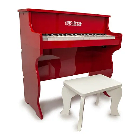 Piano Infantil Elétrico Turbinho 30 Teclas Vermelho Com Banco