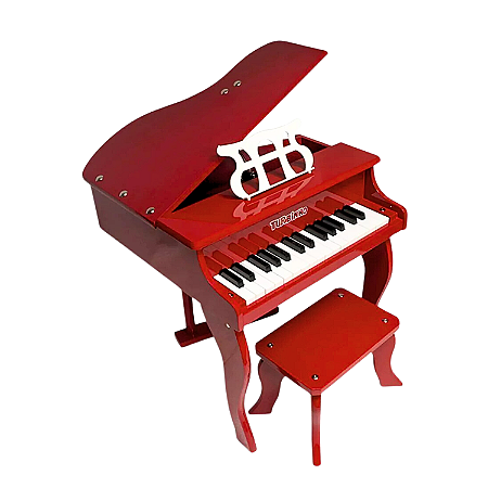 Piano Infantil Elétrico Turbinho 30 Teclas Vermelho Com Banco