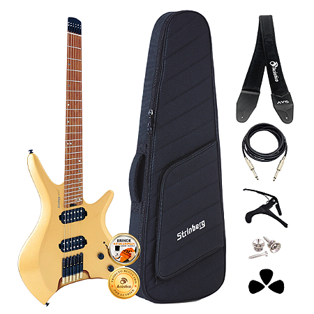 Kit Guitarra Strinberg Headless Next SHN6 Gold Completo