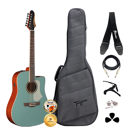 Kit Violão Tagima Swell Deluxe Verde Turquesa TEQ-10 Completo