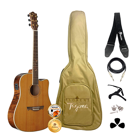 Kit Violão Tagima Okoume Flamed FS-200 Fishman Completo